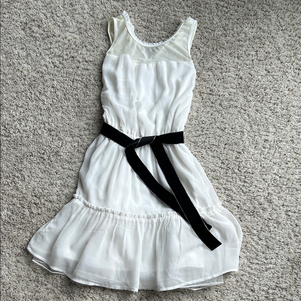 Abercrombie Kids Ivory Dress with Black Sash